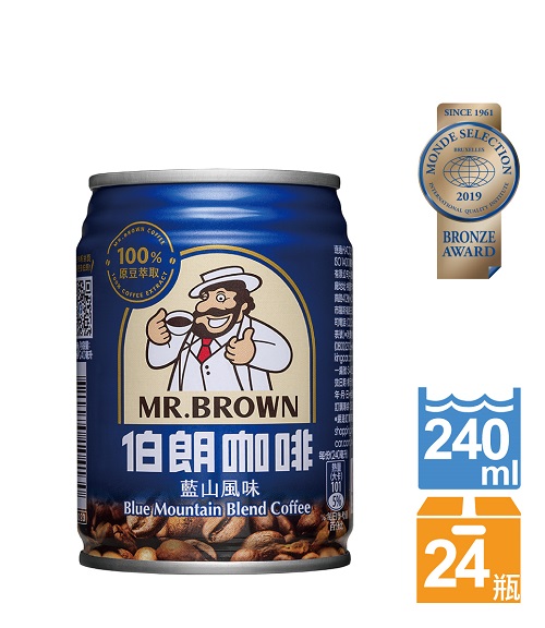 商品名稱：【金車伯朗】藍山風味咖啡240ml-24罐/箱