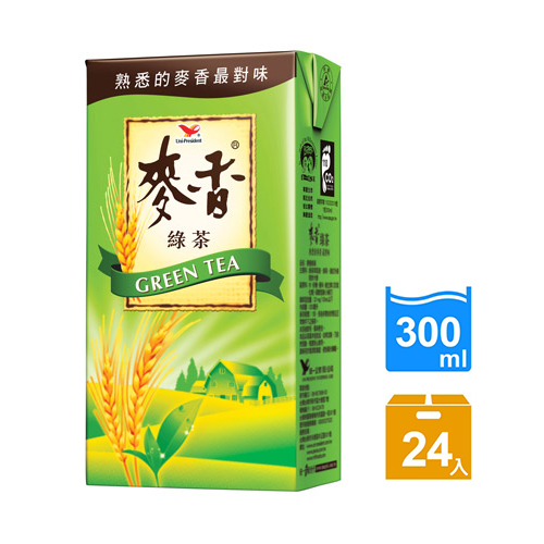 商品名稱：【麥香】綠茶300ml24入/箱